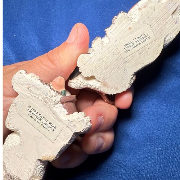 1993 Kathy Wise playful puppy ceramics set of 2 vintage decor collectibles - Picture 5 of 5